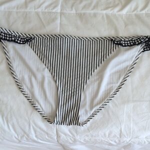 Aerie Black and White Striped Bikini Bottom
